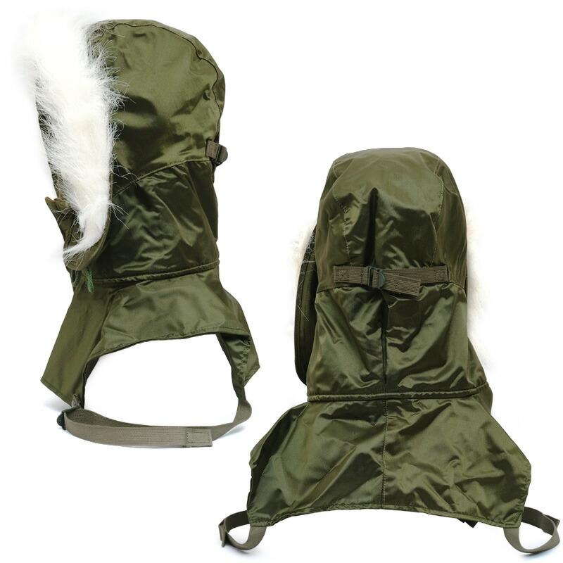 米軍 コールドウェザーフード ナイロン オリーブ デッドストック