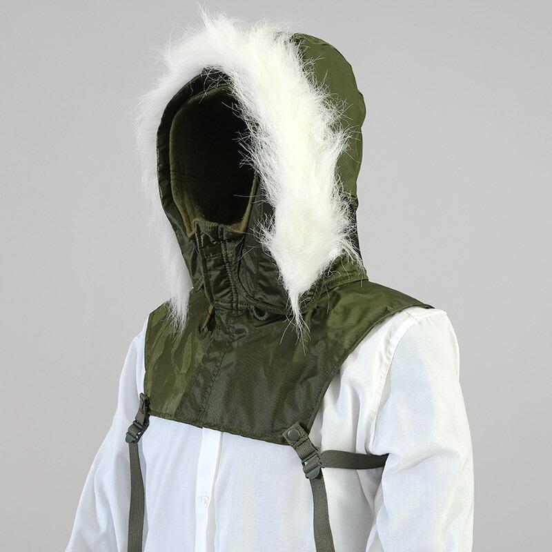 米軍 コールドウェザーフード ナイロン オリーブ デッドストック