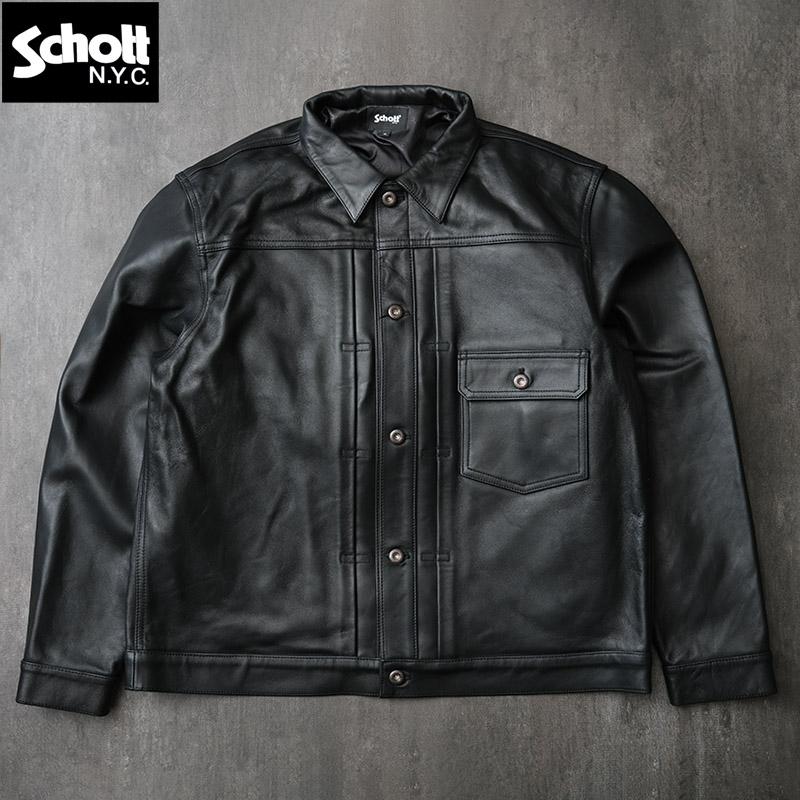 ノベルティープレゼント Schott ショット #7823950128 シープレザー トラッカージャケット レザージャケット メンズ 男性 黒  ブラック シープ 羊革 本革 : 23101044 : ミリタリー百貨シービーズ - 通販 - Yahoo!ショッピング