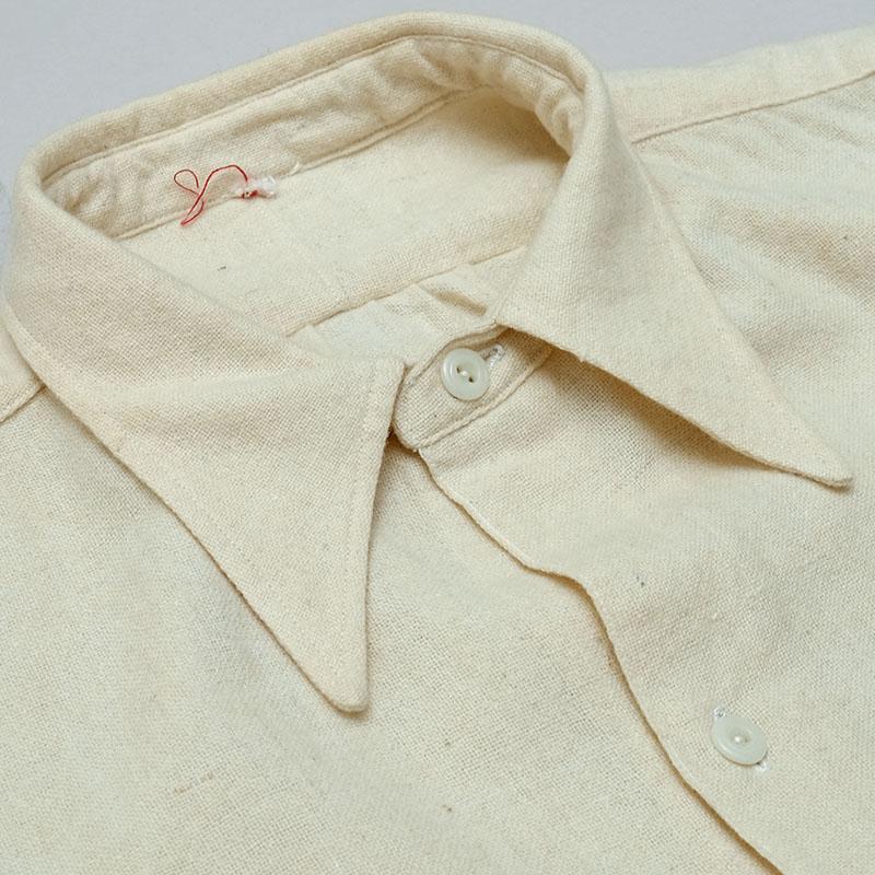 スウェーデン軍 ウールリネン 長袖シャツ ロング丈 オフホワイト