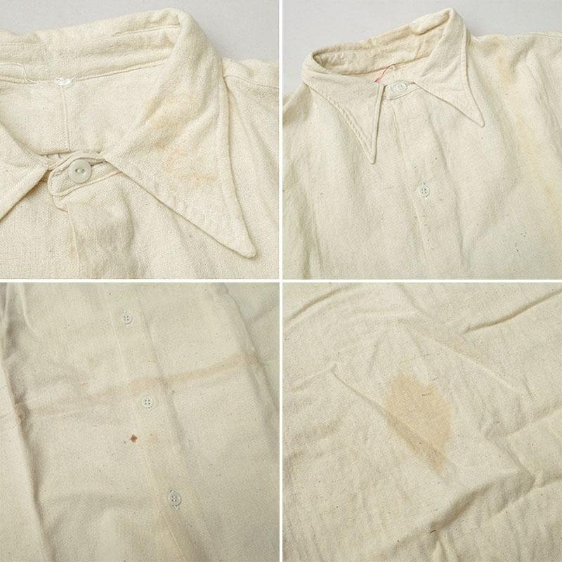 スウェーデン軍 ウールリネン 長袖シャツ ロング丈 オフホワイト