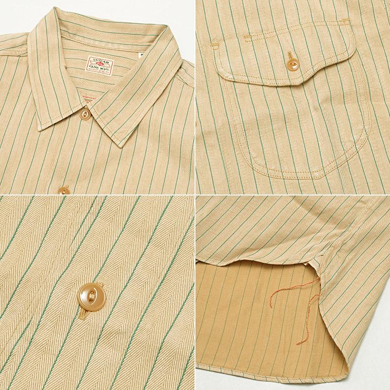 【中古】ケイル KAYLE 美品 ストライプ柄 長袖 シャツ F ホワイト ベージュ /UO メンズ レディース SUGAR CANE SUGARCANE シュガーケーン #SC38699 半袖 コークストライプ