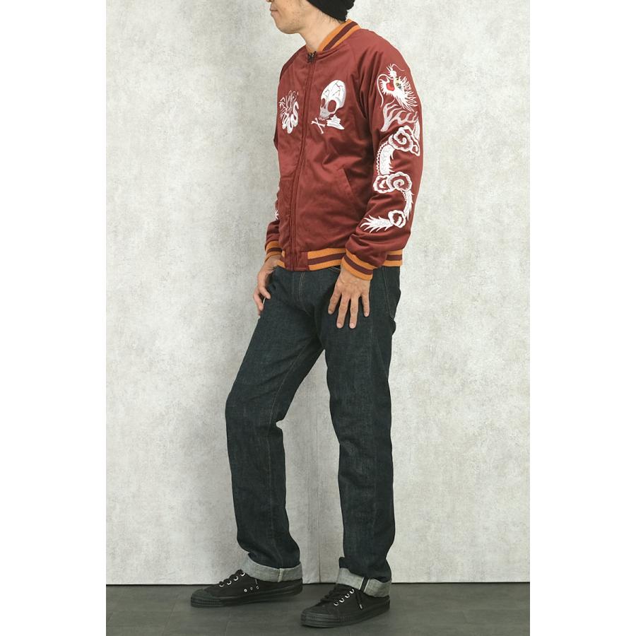 【未使用品】スカジャン 蛇髑髏　レアな赤HOUSTON HOUSTON / ヒューストン 51387 VELVETEEN SOUVENIR JACKET (SKULL