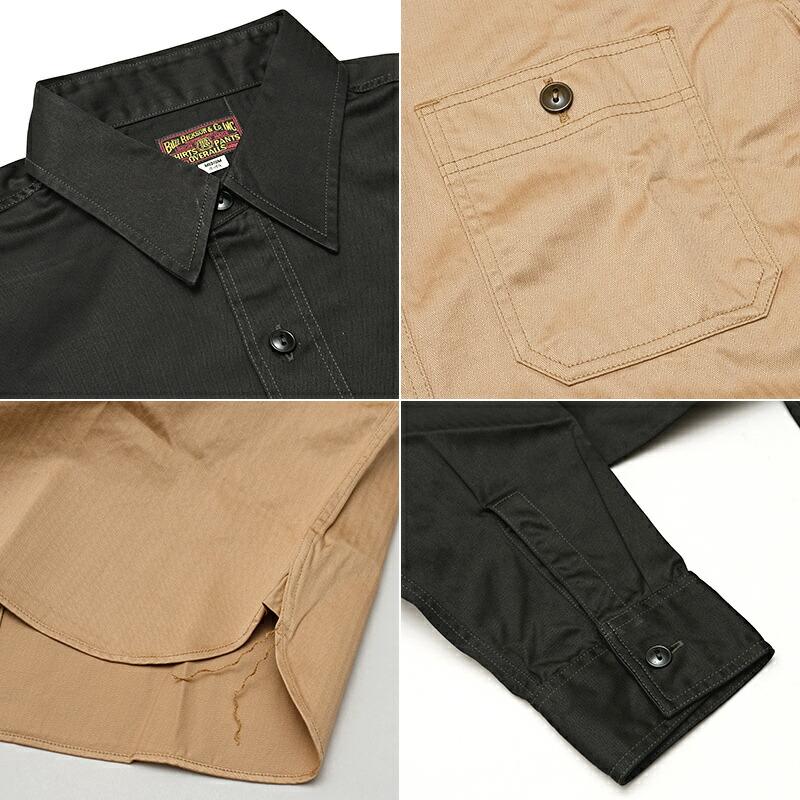 BUZZ RICKSON'S バズリクソンズ #BR29390 長袖 ヘリンボーン ワークシャツ HBT メンズ 男性 ミリタリー トップスロングスリーブ コットン 秋 冬 アメカジ カジの画像