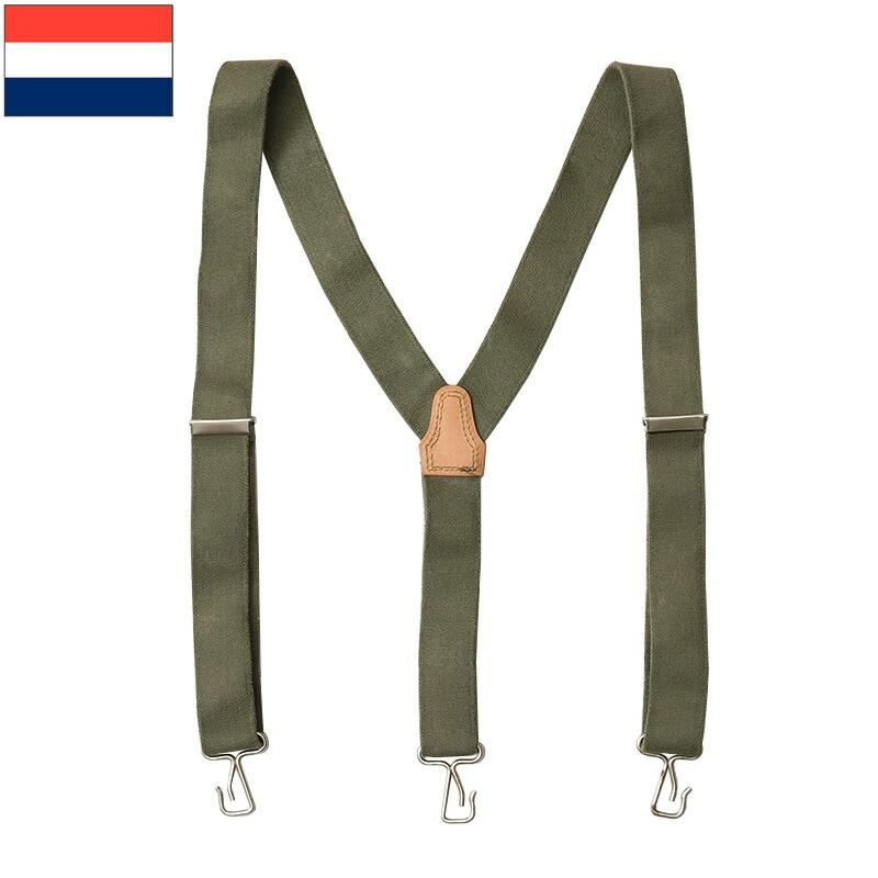 1点ならメール便可 オランダ軍 ラバーサスペンダー オリーブ