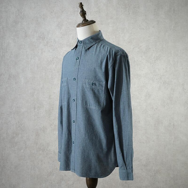 YMCLKY 米軍タイプ シャンブレーシャツ 無地 長袖 JS227YNミリタリー