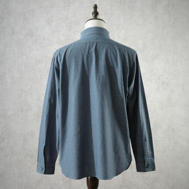 YMCLKY 10%OFF□米軍タイプ シャンブレーシャツ 無地 長袖 JS227YN