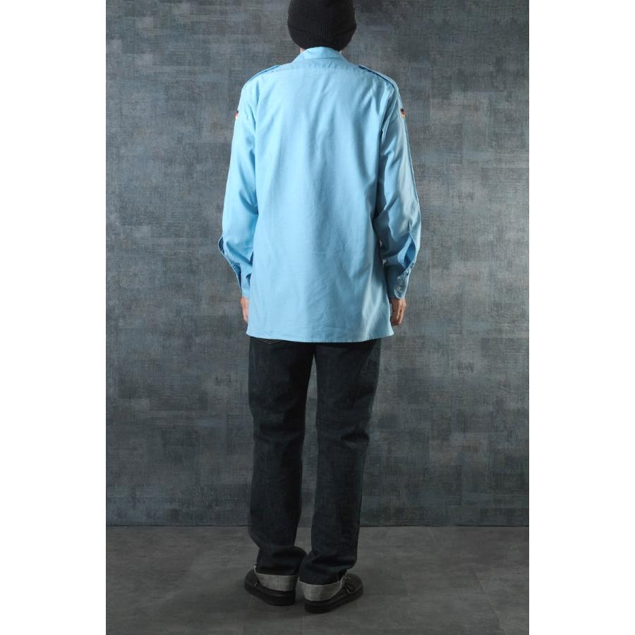 ドイツ軍 マリーン フィールドシャツ 長袖 ポリコットン ブルー USED