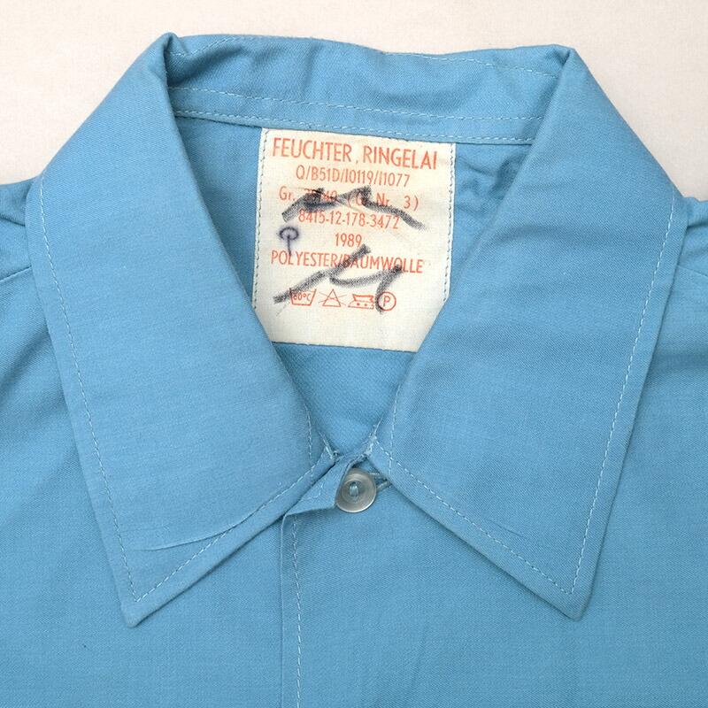 ドイツ軍 マリーン フィールドシャツ 長袖 ポリコットン ブルー USED