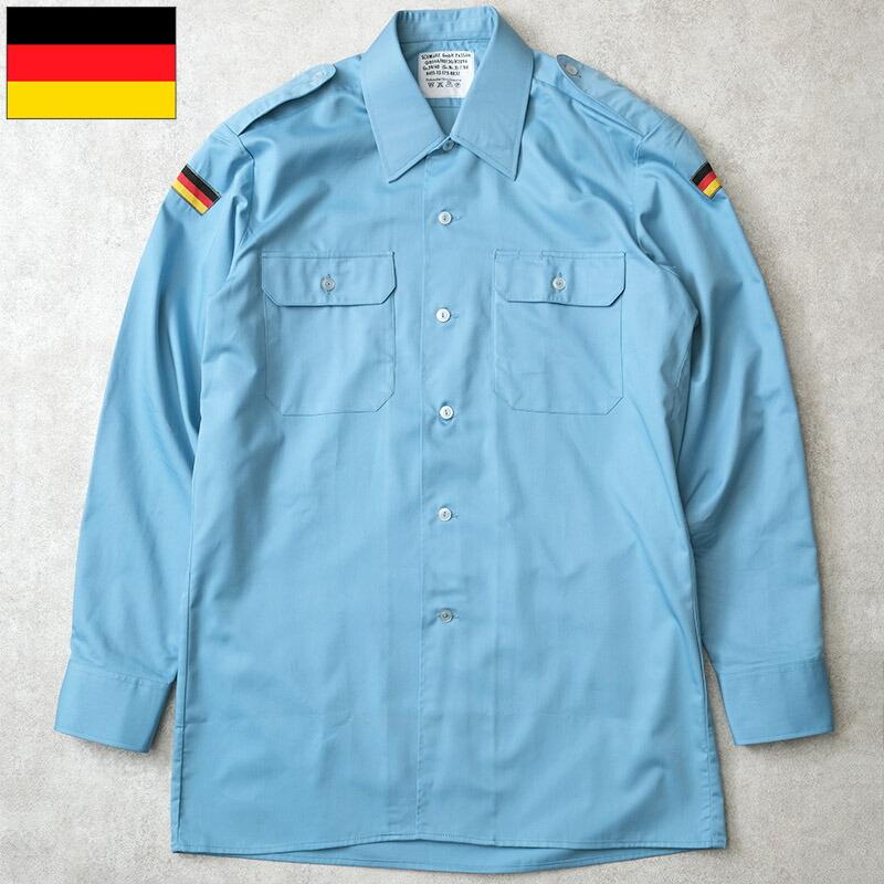 ドイツ軍 マリーン フィールドシャツ 長袖 ポリコットン ブルー デッド
