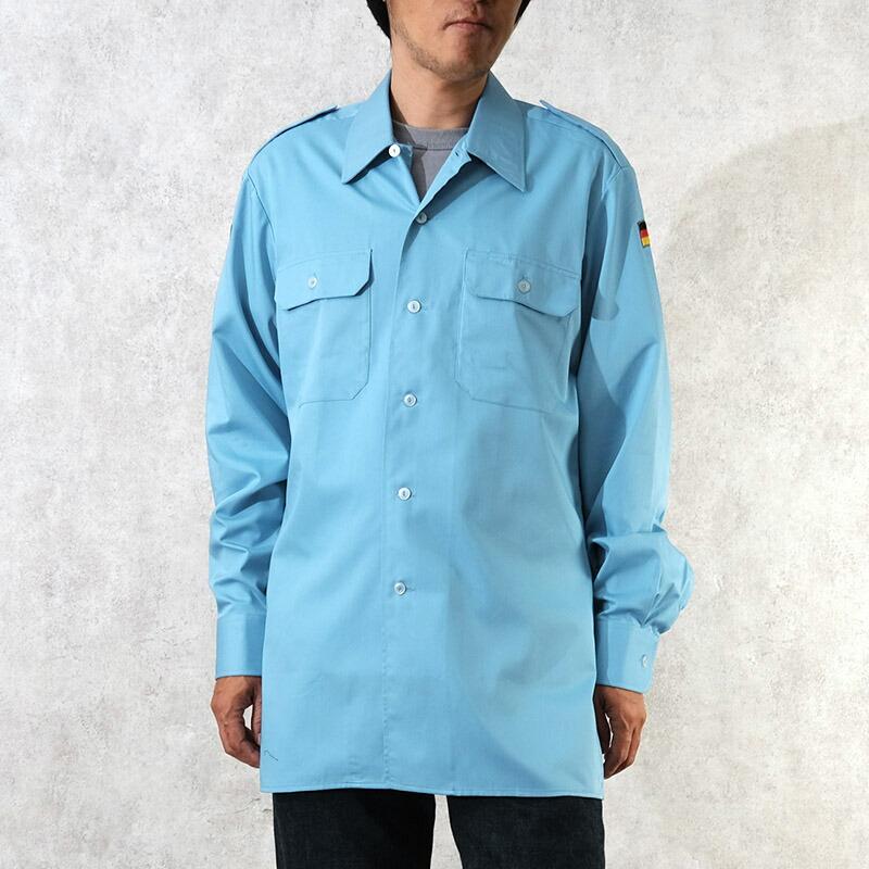 ドイツ軍 マリーン フィールドシャツ 長袖 ポリコットン ブルー デッド