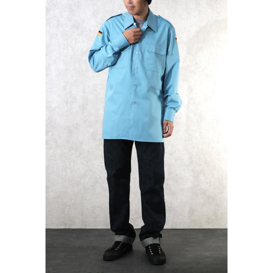 ドイツ軍 マリーン フィールドシャツ 長袖 ポリコットン ブルー デッド