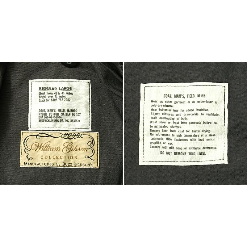 BUZZ RICKSON'S バズリクソンズ #BR15626 ブラック M-65 フィールドジャケット WILLIAM GIBSON COLLECTIONM65 メンズ 男性 アウター ブルゾン カジュアル アメの画像