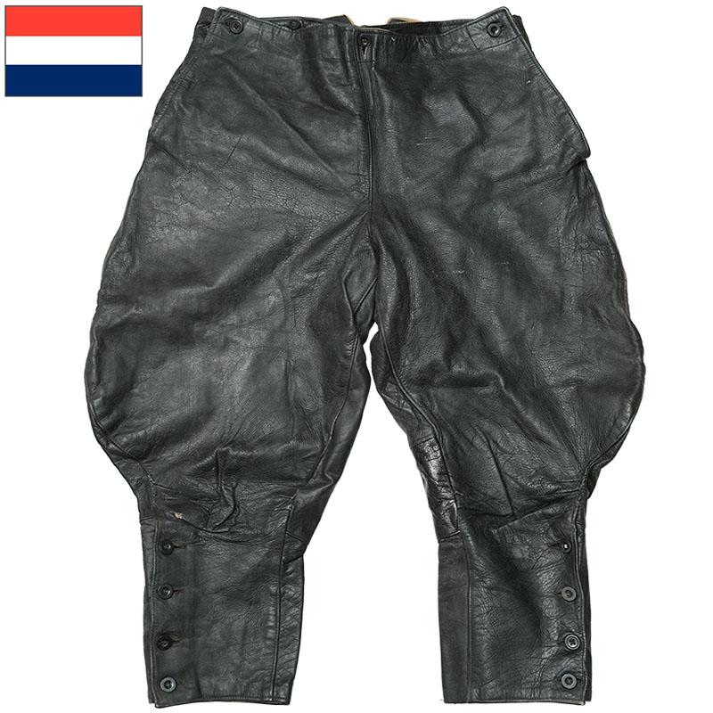 オランダ軍 レザー モーターサイクルパンツ ブラック USED #タイプ1 KL