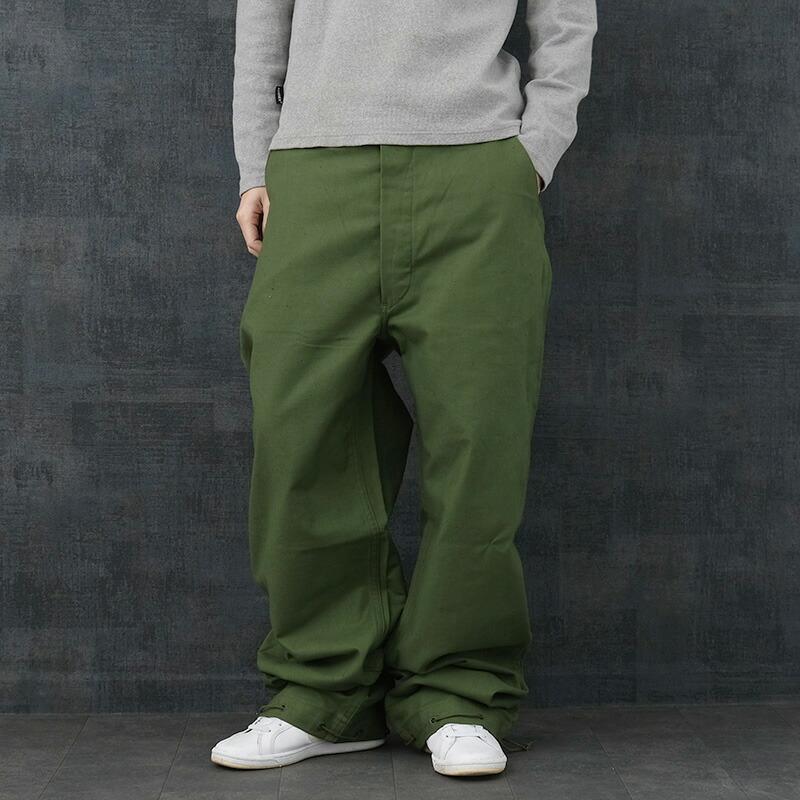 スウェーデン軍 ワークパンツ コットンツイル シンチバック グリーン