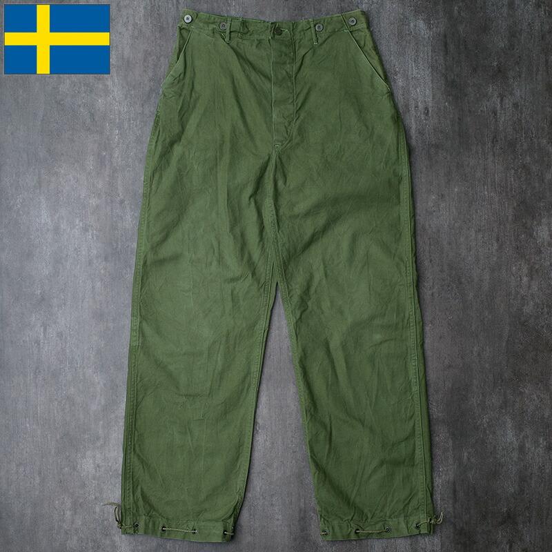 スウェーデン軍 ワークパンツ コットンツイル シンチバック グリーン