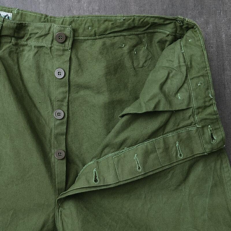スウェーデン軍 ワークパンツ コットンツイル シンチバック グリーン