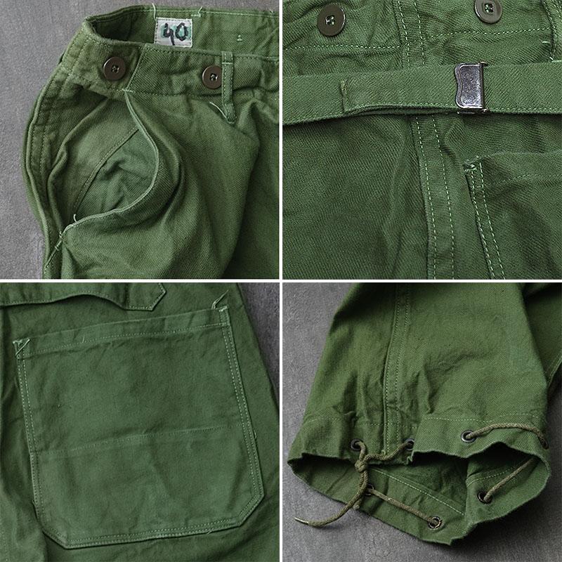 スウェーデン軍 ワークパンツ コットンツイル シンチバック グリーン