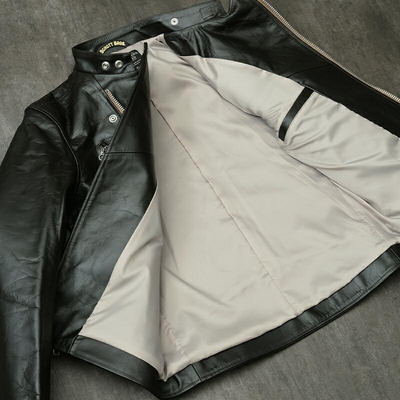Schott シングルライダース ブラック S ショット SCHOTT 643 当店別注 襟付き シングルライダース ブラック