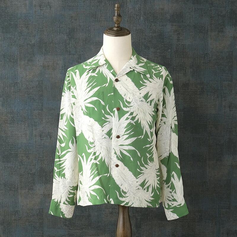【美品】SUN SURF 長袖レーヨンアロハ PINEAPPLE　PASSION SUNSURF(サンサーフ)レーヨン長袖アロハ『PINEAPPLE PASSION
