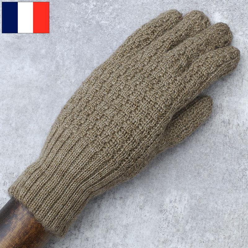 メール便可 フランス軍 1950s ビンテージ ウールニットグローブ カーキ