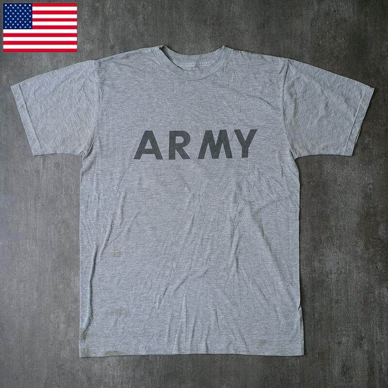 メール便可 米軍 ARMY トレーニング Tシャツ 半袖 グレー USED JT078UN