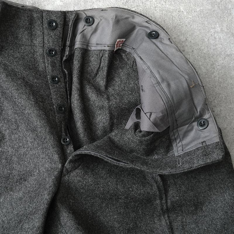 デンマーク軍 ウール ドレスパンツ チャコールグレー ボタン