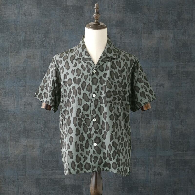 HOUSTON（ヒューストン） #41195 半袖 アロハシャツ『LEOPARD』メンズ
