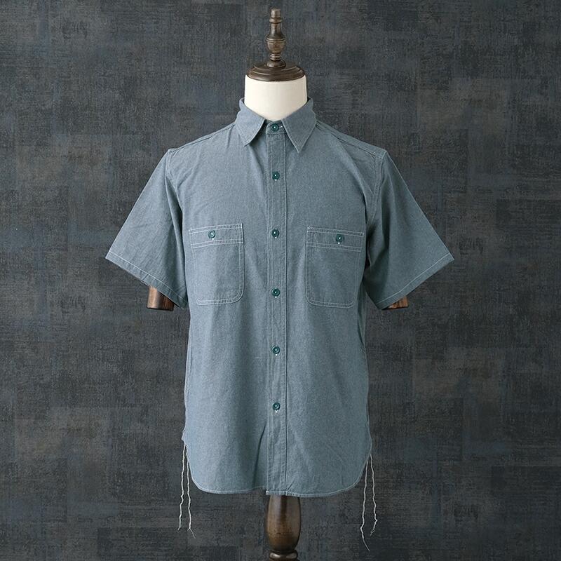 YMCLKY 米軍タイプ 半袖 シャンブレーシャツ 無地 JS227YN