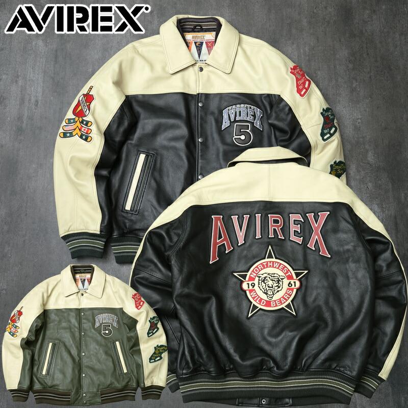 AVIREX S レザージャケット スタジャン レザースタジャン ベアーズ