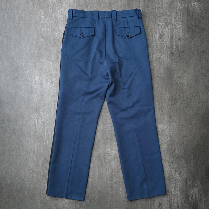 オランダ ポリス サイドライン ドレスパンツ ブルー 厚手 USED PP467NN