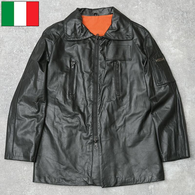 イタリア ポリス レザーハーフコート ブラック タイプC メンズ デッド