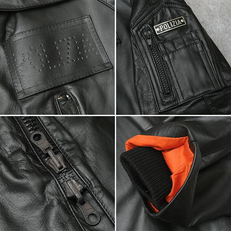 イタリア ポリス レザーハーフコート ブラック タイプC メンズ デッド