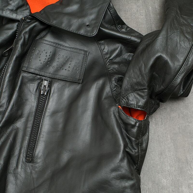 イタリア ポリス レザーハーフコート ブラック タイプC メンズ デッド