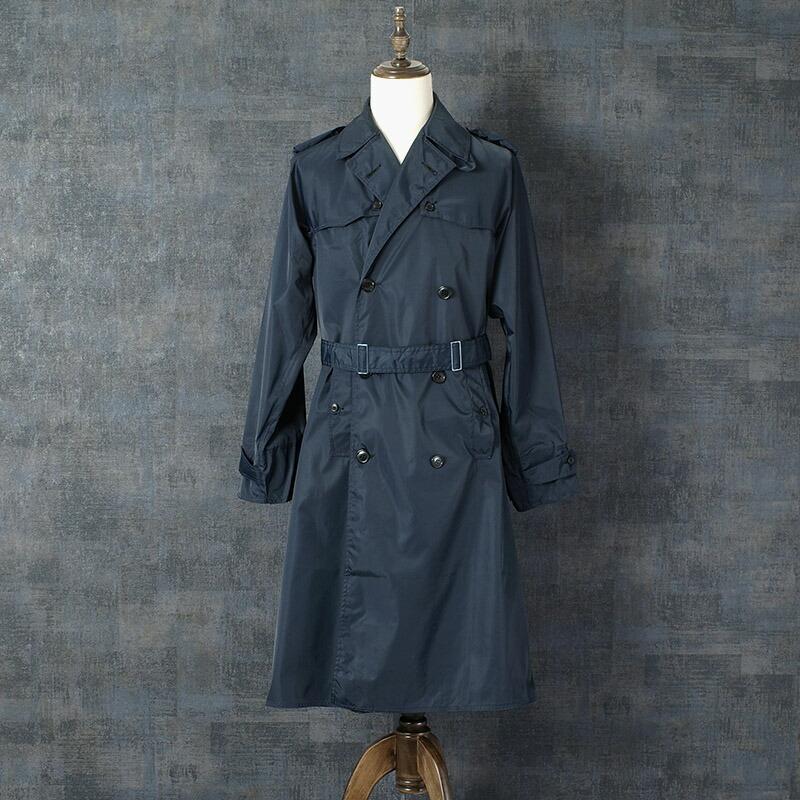 イタリア ポリス ナイロン トレンチコート ネイビー デッドストック