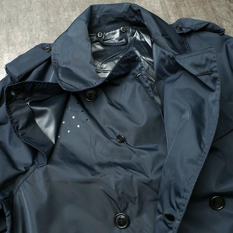 イタリア ポリス ナイロン トレンチコート ネイビー デッドストック