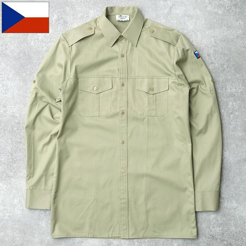 チェコ軍 フィールドシャツ 長袖 国旗ワッペン付き デッドストック
