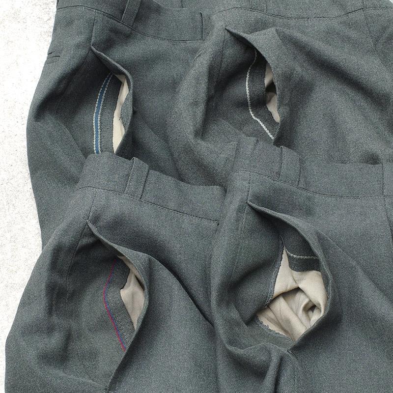 スイス軍 サイドライン ドレスパンツ ウールポリエステル グレー USED