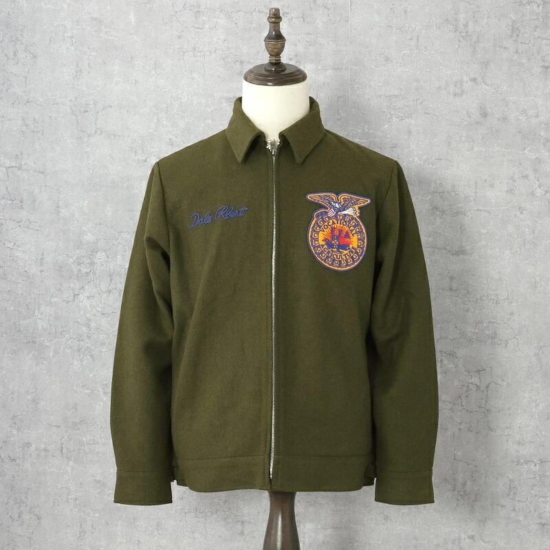 50%OFF！■HOUSTON ヒューストン #51519 メルトン FFA ジャケットメンズ 男性 アウター ブルゾン ジャンパー ミリタリー 作業服 ユニフォーム Future Farmers | HOUSTON | 01