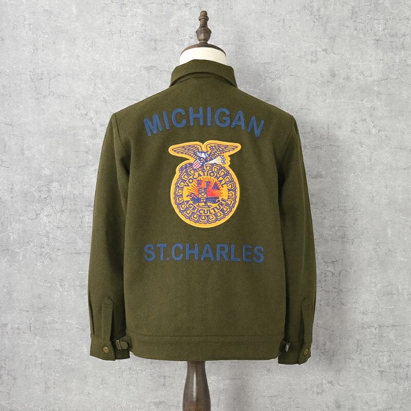 50%OFF！■HOUSTON ヒューストン #51519 メルトン FFA ジャケットメンズ 男性 アウター ブルゾン ジャンパー ミリタリー 作業服 ユニフォーム Future Farmers | HOUSTON | 03