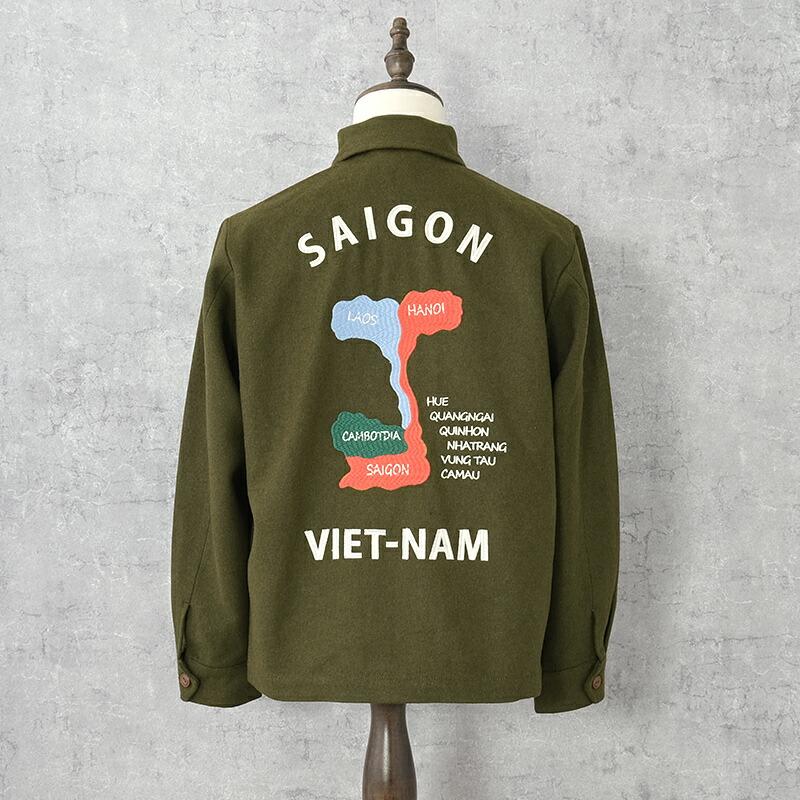 50%OFF！■HOUSTON ヒューストン #51520 メルトン ベトナムジャケット『MAP』スーベニア ベトジャン ツアージャケット メンズ 男性 アウター ブルゾン | HOUSTON | 03
