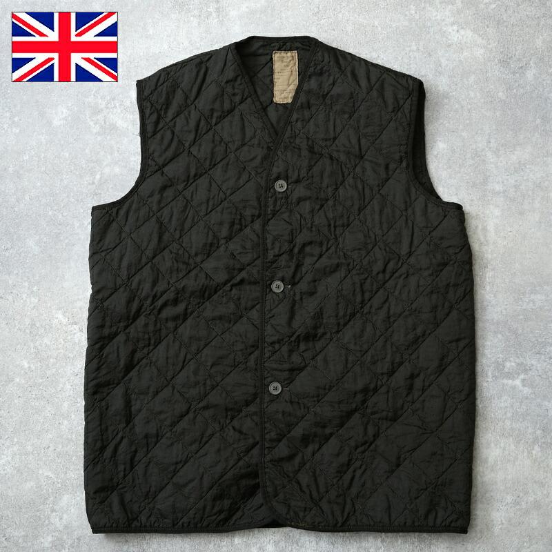 イギリス軍 キルティング ライナーベスト 黒染め USED JV037UD男性