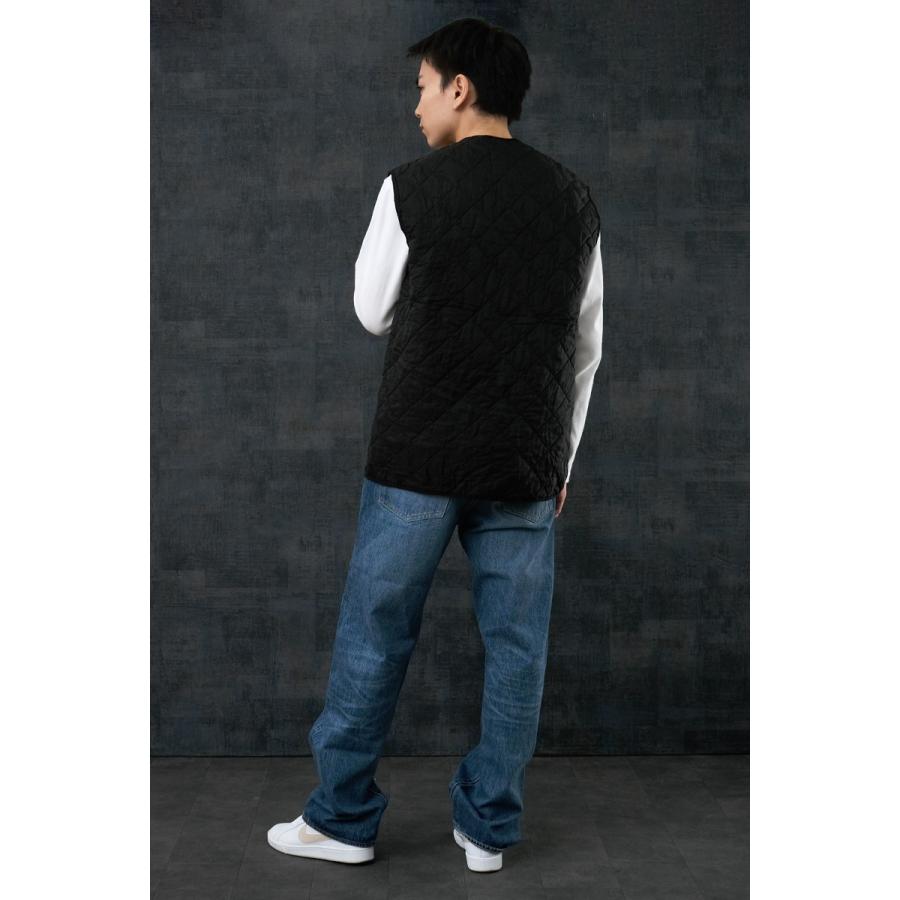 イギリス軍 キルティング ライナーベスト 黒染め USED JV037UD男性