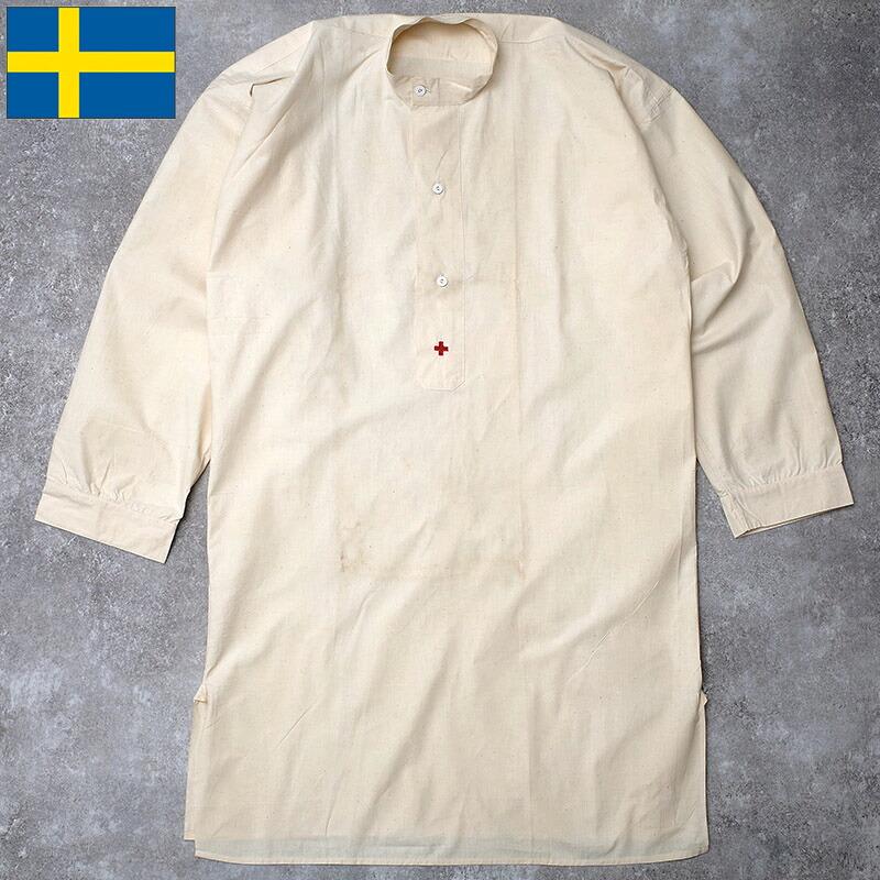 スウェーデン軍 ホスピタルシャツ ロング丈 キナリ レッドクロス
