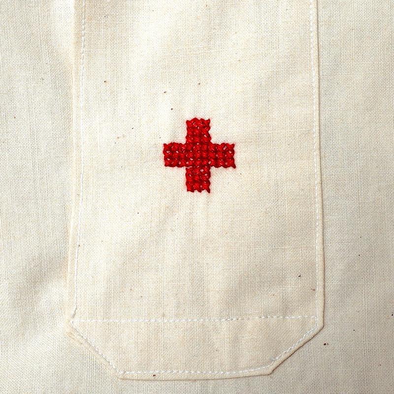 スウェーデン軍 ホスピタルシャツ ロング丈 キナリ レッドクロス