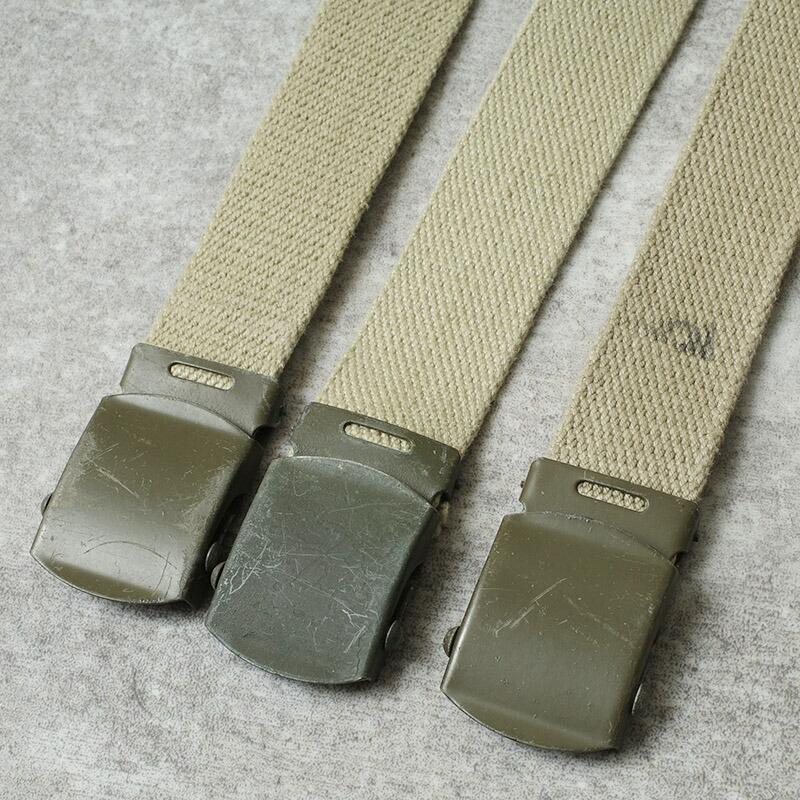 メール便可 フランス軍 コットン キャンバスベルト カーキ USED