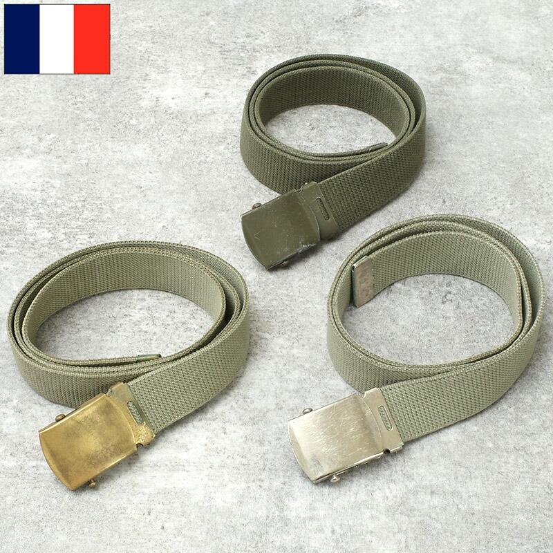 メール便可 フランス軍 コットン キャンバスベルト オリーブ USED