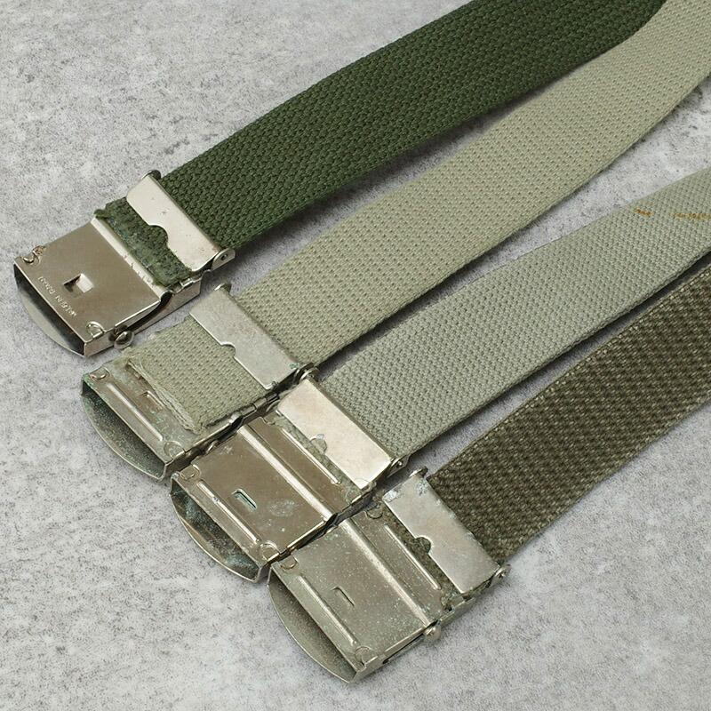メール便可 フランス軍 コットン キャンバスベルト オリーブ USED