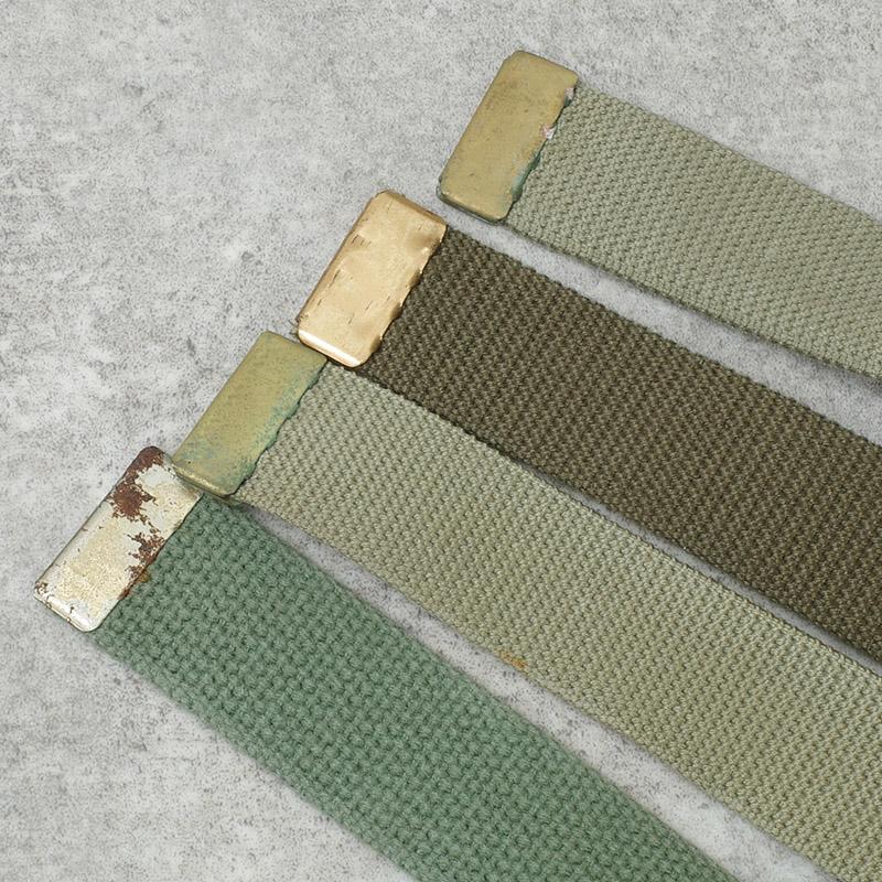 メール便可 フランス軍 コットン キャンバスベルト オリーブ USED