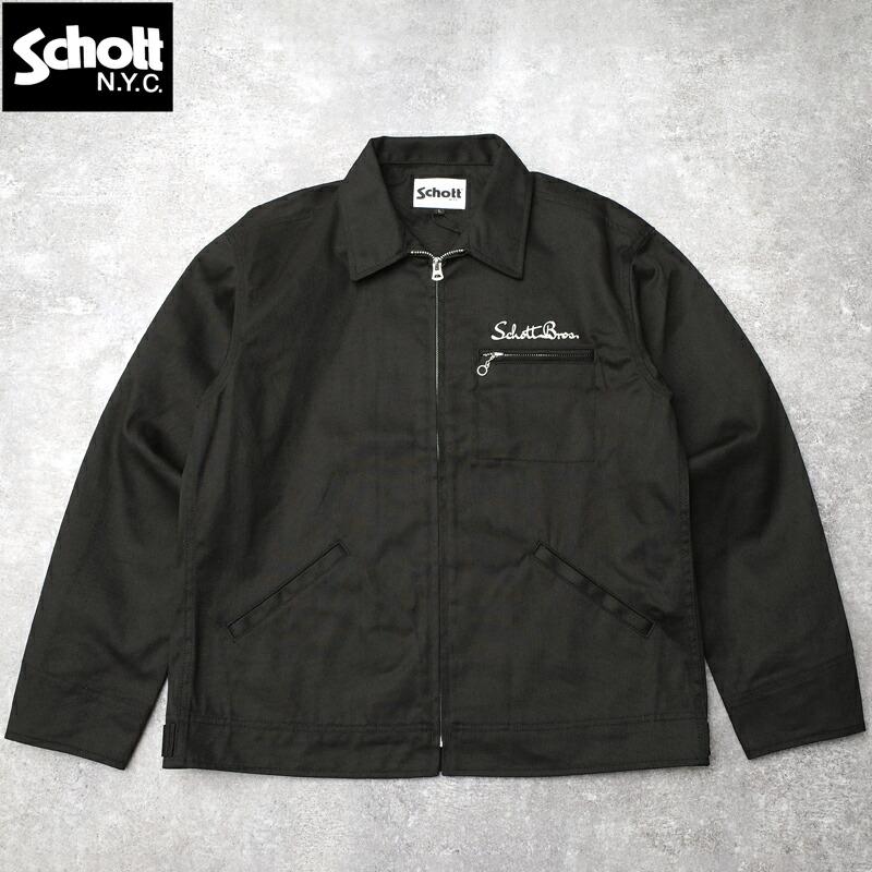 一度着用美品 SCHOTTショット ワークジャケットコットンM 黒ブラックメンズ Schott N.Y.C（ショット） Schott #7825952001(3112055) TC ワーク